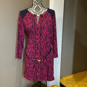 Anne Klein Navy and Pink Dress Size Large